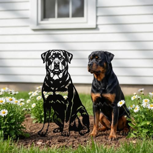Dog Metal Garden Stake - Weatherproof Dog Silhouette Yard Art, Decorative Outdoor Sign for Lawn & Patio, Heartfelt Gift for Soft Rottweiler Lovers(Sit,10") - Image 3