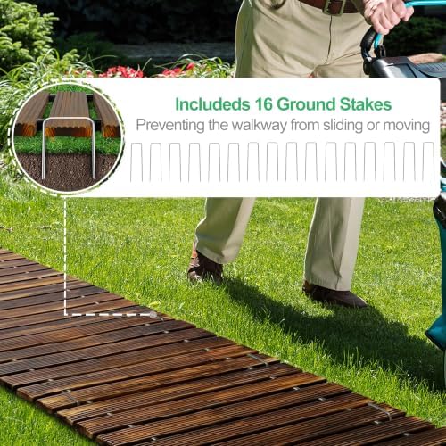 RELIANCER 24' Wooden Garden Pathway,Outdoor Roll Out Walkway,Patio Footpath - Image 5