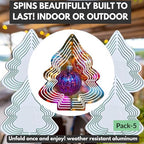 echomerx 5-Pack Sublimation Wind Spinner Blanks 8" – Metal Hanging Windspinners for Sublimation, Indoor Outdoor Yard Décor Sculpture, Includes Hooks, Christmas Tree – Sublimate at 385°F - Image 6