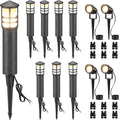 SUNVIE 12-Pack Low Voltage Landscape Lighting Kit LED Bollard Pathway Lights Wired with Spotlights for Garden, Path, Yard, Patio, Cast-Aluminum, IP65 Waterproof, 12-24V AC/DC, 3000K Warm White, Black by SUNVIE