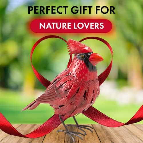 Cardinal Statue Metal Bird Yard Art, Garden Yard Sculpture Art - Red Large Realistic Standing - Christmas, Outdoor Fall, Winter, Spring, Summer Decoration - Handmade Ornament Decor Mom, Sympathy Gifts - Image 4