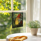 Firefly Jar Gnome Stained Glass Suncatcher – Square Hanging Window Panel for Home or Greenhouse – Whimsical Glass Art Gift for Garden Lovers, Christmas, Halloween, Father Days 4zcs2j - Image 3