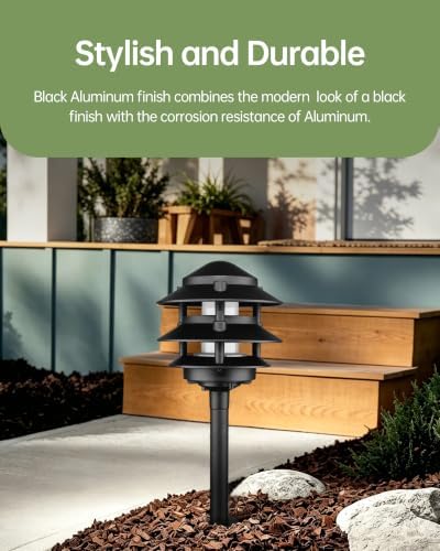 LITFIT 6Pack Low Voltage Pagoda Landscape Lighting, 12V Pathway Light Wired - Image 4