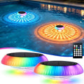 2-Pack Solar Floating Pool Lights, Upper & Lower Dynamic RGB Color-Changing, Waterproof Floating Pool Lights Solar Powered for Pools, Tubs, Outdoor Parties & Garden Decor by LIBOZMKO