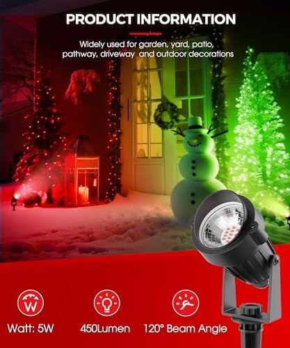 L LOHAS LED Red Outdoor Spotlight 5W Christmas Tree Light 2 Pack - Image 6