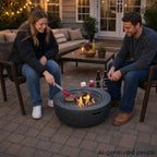 Round Wood Burning fire Pit Outdoor Fireplace for Patio-23 Black - Image 2