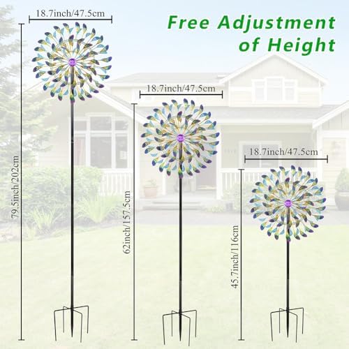 DREAMSOUL 360° Large Wind Spinner Outdoor Metal 6 Blades Windmill for Yard, 80 Inch Kinetic Wind Spinner for Patio Lawn Decor - Image 2