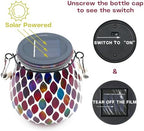 2 Pack Mosaic Red Solar Lanterns, Outdoor Glass Hanging Lights, Waterproof, Solar Table Lamps, Christmas Gifts for Women Mom Grandma, Night Lights, Decoration for Garden, Patio, Yard, Outdoor Decor - Image 6