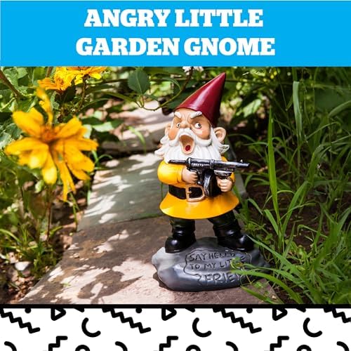 Angry Little Garden Gnome Statue, Outdoor Lawn & Yard Home Defender, Combat Figurine Sculpture Decorations, Funny Housewarming Gag Gift - Image 2