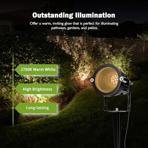 Low Voltage Landscape Lights, 10W 12/24V 2700K Warm White Landscape Lighting, IP65 Waterproof Outdoor LED Spotlight for Garden Yard Tree, 16 Pack with Connectors - Image 3