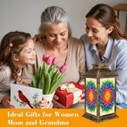 Solar Lantern Outdoor Waterproof Abstract Colorful Geometric Leaf Gradient Rainbow Shades Garden Decor LED Hanging Solar Lights Tabletop Lamp Gifts for Women Mom Outside Yard Patio Porch - Image 4