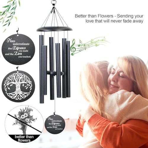Retirement Wind Chime, Tree of Life, Inspirational Retirement Gifts for Men, Women, Teacher, Co-Worker, Employee, Nanny, Nurse (Black), NXW#303 - Image 4