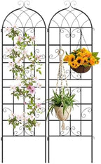 Giantex 2 Packs 71"x20" Metal Garden Trellis for Outdoor Climbing Plants, Heavy-Duty Plant Support for Vine Rose Vegetable Flower, Rustproof Black Metal Coating Patio Trellis Arch Decorative Fence by Giantex