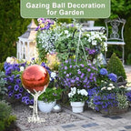 Gazing Ball Garden Mirror Outdoor - 10 Inch Outside Decorative Globe, Red - Image 6