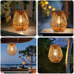 Livinlarge Solar Lanterns Outdoor Waterproof,Wicker Solar Lantern 2 Pack | - Image 3