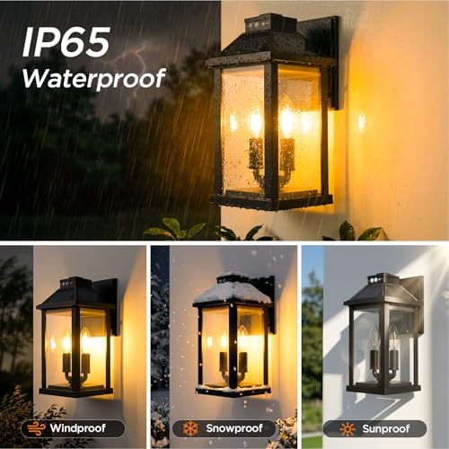 ropelux Solar Lights Outdoor Waterproof, 3 Modes Porch Lights, Motion Sensor Outside Light for House, Outdoor Wall Lights Lantern, Exterior Lighting Fixtures for Garden Patio Fence Yard Garage, 1Pack - Image 5