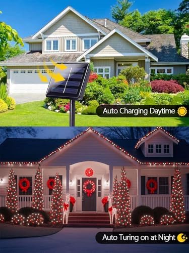 Solar Christmas Lights Outdoor, 4 Pack Solar String Lights Red and White - Image 4