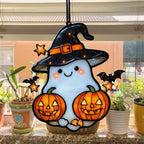 Halloween Ghost and Pumpkin Acrylic Suncatcher - Image 4
