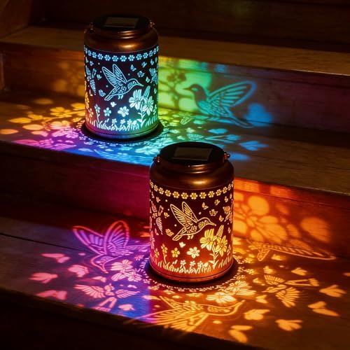 2 Pack Waterproof Hummingbird Solar Lantern Outdoor Hanging Garden Light by Unknown