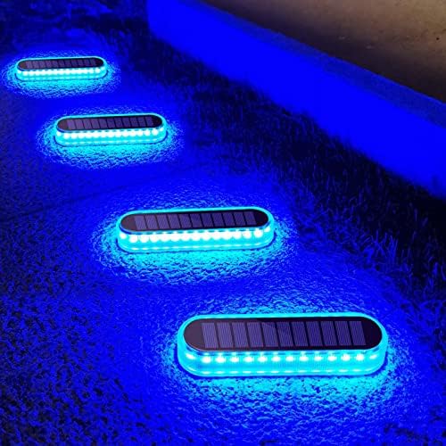 Lacasa Solar Dock Lights Marine 4-Pack - Solar Powered Blue LED Deck & Step Lights, IP68 Waterproof for Patio, Walkway, Pathway, Backyard by Lacasa