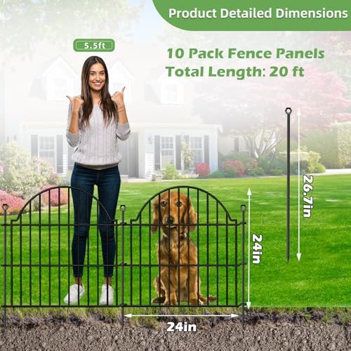 10 Panels No Dig Decorative Outdoor Garden Fence, 24in (H) x20ft (L) - Image 2