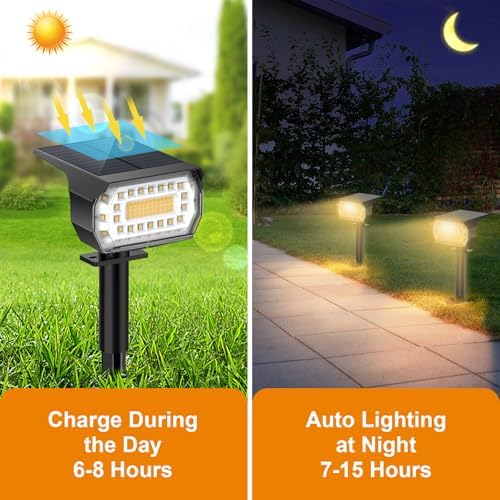 LANSOW Solar Spot Lights Outdoor IP67 Waterproof, 8 Pack/76 LED, Warm White - Image 2