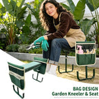 Foldable 2-in-1 Garden Kneeler & Seat, Heavy-Duty Gardening Stool with Soft Kneeling Pad, Tool Pouches, Portable Gardening Bench for Planting, Yard Work & Outdoor Tasks Green - Image 5