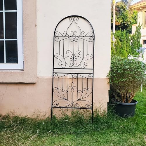 Trellis for Climbing Plants 59" H x 22" W Metal Unique Design Decorative Garden Structure Weather-Resistant Lattice Outdoor Decor Flowers Roses Vine Ivy Clematis Black Coating 1 Pack - Image 5