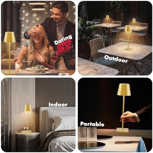 Cordless Table Lamp 5000mAh LED Rechargeable Lamp Gold RGB, 2-Pack - Image 6