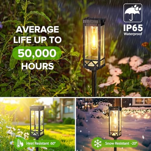KOOPER Taller Solar Pathway Lights Outdoor, 8 Pack Upgraded Brighter Solar Garden Lights Solar Powered, Up to 15 Hours Outdoor Solar Lights for Yard Landscape Walkway Driveway Sidewalk (Warm White) - Image 3