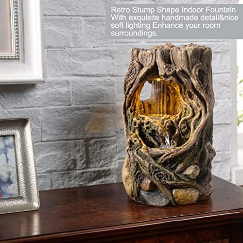 GOSSI Indoor Water Fountain Stump Rain Drop Meditation Desk Fountain Artistic Relaxation Waterfall for Home and Office Decor (22013) - Image 3