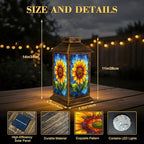Solar Lantern Outdoor Waterproof Decorative Sunflower Glass Panel Stained Garden Decor LED Solar Lights Hanging/Tabletop Lamp Gifts for Women Mom for Outside Yard Patio - Image 2