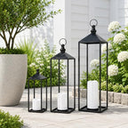 LED Lanterns Decorative Indoor&Outdoor, 23’’ 19’’ 13’’ Large Black Candle Lanterns Set with 3 Flameless Candles, Metal Holders for Porch, Patio, Garden, Home, Fireplace, Decorations Decor - Image 7