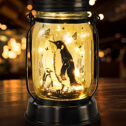 kyoryuger Penguin Gifts for Women/Men Penguin Solar Lanterns Mom Birthday Animal Lovers Lantern Animal Memorial Lights Solar Garden Decoration for Yard, Patio,Backyard,Porch Torches by kyoryuger