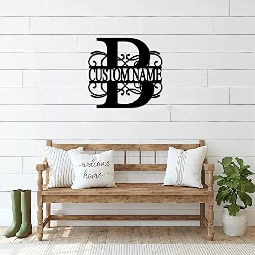 Metal Sign B Custom Name Initial Letter Monogram Customized Steel Metal Wall Cut Out Cut Out Sign Ready to Hang Retro Metal Welcome Sign Decor for Indoor Outdoor Cabin Garage 24 Inch - Image 5