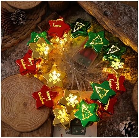 CAKERS Led Christmas String Lights|Creative Ambient Decor Fairy Lights|Hanging Copper Wire Lights|Night Lamps for Birthday Party Xmas Tree Decor,Star Shape,1.5m(4.9ft)-10LED-USB by CAKERS