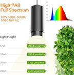 Zoomable Hanging Plant Light for Indoor Plant, Full Spectrum, Black - Image 6