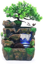 Rockery Stream Tabletop Fountain, Small Artificial Bonsai Tabletop Decor Fountain Rockery, Desktop Fountain Waterfall for Indoor Outdoor Office Home Decor w/LED Light by DDBESSIC
