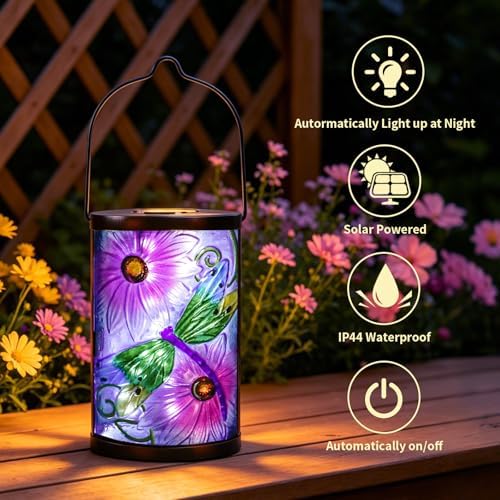 MUMTOP Dragonfly Solar Lantern Outdoor Waterproof, Hanging Garden Light - Image 2