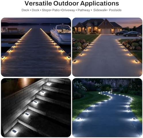Lacasa Solar Deck Lights 4 Pack, 2 Color in 1 Driveway Lights Outdoor - Image 7