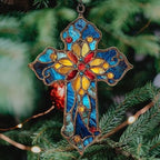 Mosaic Style Christian Cross Tiffany Effect Acrylic Suncatcher - Image 4