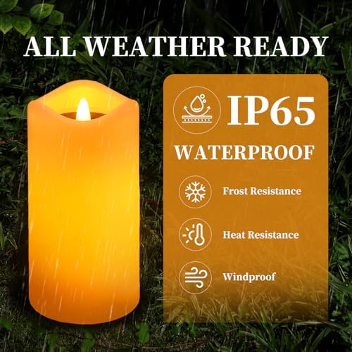 Solar Candles Outdoor, 6 Pack Flameless Pillar Candles, 3" x 6" - Image 3