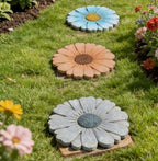 Heavy Duty Concrete Stepping Stone 10 Inch Daisy Design, Non Slip Garden Pathway Stone for Outdoor Walkway Yard Patio Lawn Fall Gadren(Gray) - Image 2
