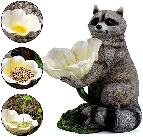 Raccoon Garden Decor Funny Statue Bird Feeder Decorations Outdoor Sculpture - Image 4