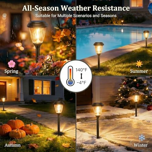 XMCOSY+ Solar Pathway Lights Outdoor 6 Pack, 2 Lighting Solar Garden Lights - Image 5