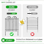 10 Panels Garden Fence, 42in(H)×21.6ft(L) Tall No Dig Fence Animal Barrier, Heavy Duty Metal Tube Decorative Garden Edging Border, Ground Defense Temporary Fencing for Outdoor Yard, Black - Image 3