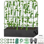 U-Shape Cucumber Trellis with Fabric Raised Garden Bed 65x50 Inch Metal Garden Arch Trellis with Net, Climbing Plants Vegetables Heavy-Duty Outdoor Plant Support for Pea, Grape, Squash, Tomatoes by LifeisLuck
