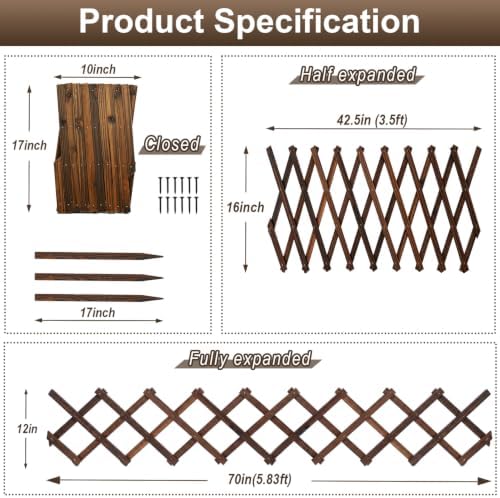 Avalution Decorative Garden Fence Outdoor,Total 12in(H) x 11.6 ft(L) 2 Pack - Image 2