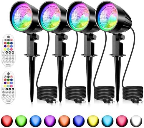 MEIKEE 15W RGB Landscape Lights 120V Outdoor Spotlights with Remote by MEIKEE