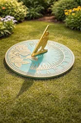 Vintage Style Brass Bird Garden Sundial, 10 Inch Outdoor Accent Home Decor Or Garden Present Idea - Handmade Gifts for Him, Her Parents by Unknown